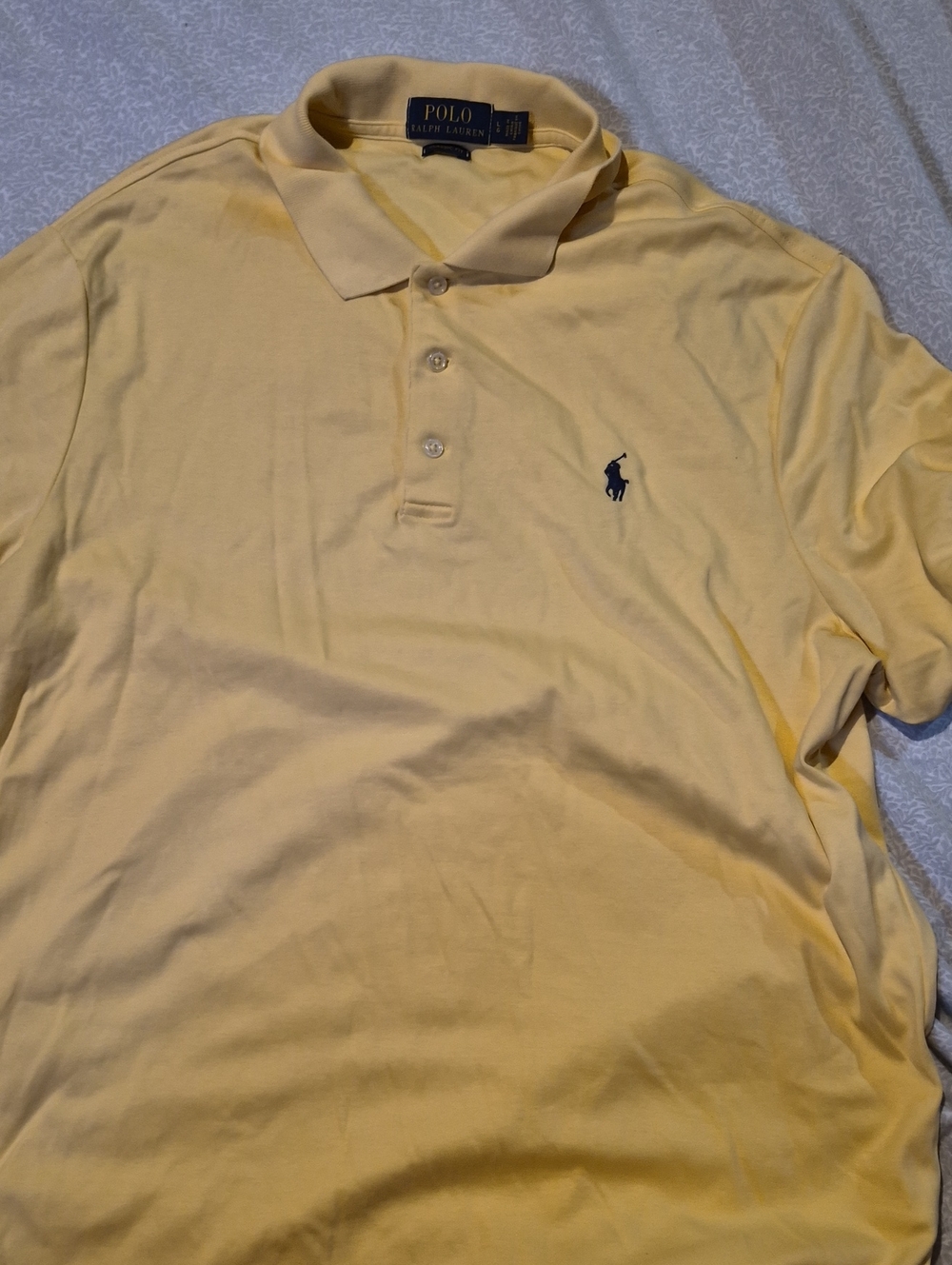 Polo by Ralph Lauren Men’s Pale Yellow Polo with Navy Pony